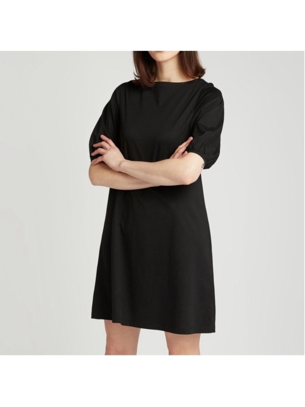 PORTS Black Boatneck Half Sleeve Shift Dress Size L